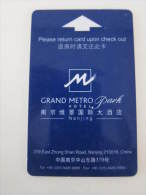 China Hotel Key Card, Grand Metro Park Hotel Nanjing(with Scratch) - Unclassified