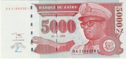 BILLET # ZAIRE # 1995 # 5000 NOUVEAUX ZAIRES  # PICK 65 #  NEUF # - Zaire