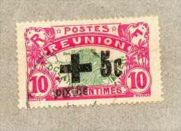 REUNION : Au Profit De La Croix-Rouge, Carte De L'Île, De 1907 :surchargé "+ 5c" En Noir - - Used Stamps