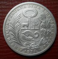 Peru 1 Sol 1924 Silver - Perú
