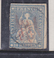 SUISSE N° 27d 10R BLEU PALE  TYPE HELVETIA  PAPIER MINCE OBL - Gebraucht