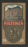 DENMARK 1912 POLITIKEN NEWSPAPER CENTENARY NO GUM POSTER STAMP CINDERELLA ERINOPHILATELIE - Nuovi