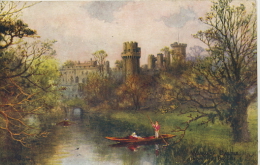 WARKS - WARWICK CASTLE FROM THE BRIDGE- SALMON Art Card - Warwick