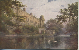 WARKS - WARWICK CASTLE FROM THE AVON- SALMON Art Card - Warwick