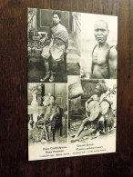 Carte Postale Ancienne : CAMBODGE : Dame Cambodgienne , Dame Annamite, Guerrier Bahnar , Musicien Ambulant Laotien - Cambodge