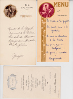 3 MENUS ANNEES 1926-1938-1942  TB - Menus