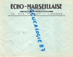 87- LIMOGES - ENVELOPPE ECHO MARSEILLAISE DU CENTRE - LE JOURNAL DE LA REPUBLIQUE 18 RUE TURGOT - Drukkerij & Papieren