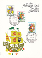 B01-104-2 1966 1968 NAT Bateau Carte Souvenir   Floralies Gantoises VI 19-4-1980 9000 Gent €2,95 - Souvenir Cards - Joint Issues [HK]