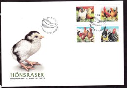 Sweden Hens Set Of 4 FDC Vf - Neufs