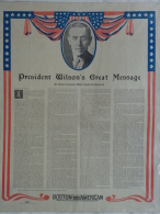 AFFICHE ORIGINALE - PRESIDENT WILSON 'S GREAT MESSAGE- SESSION OF THE CONGRESS WASHINGTON-2 APRIL 1917 - Plakate