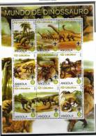 ANGOLA Rotary, Lionsclub, PREHISTOIRE Animaux Prehistoriques (feuillet 9 Valeurs) MNH  ** Neuf Sans Charniere - Rotary, Lions Club