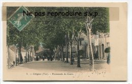 - 3 - Cotignac ( Var ), Promenade Du Cours, écrite En 1907, Avec De Le Couleur, TBE, Scans. - Cotignac