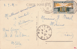 1925 N°210 10c Arts Déco SEUL Sur CP 5 Mots Obl TEMPORAIRE EXPOSITION ARTS DECORATIFS PARIS 2/9/25 - Storia Postale