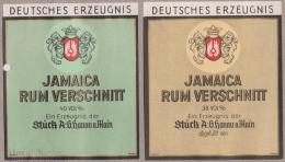 Jamaique. 2 étiquettes De 1935 Environ "Rum Verschnitt". Bouteilles De Rhum, Vendues En Allemagne - Alcoolici