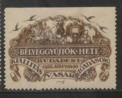 HUNGARY 1922 BUDAPEST PHILATELIC WEEK BROWN POSTER STAMP HM POSTER STAMP CINDERELLA ERINOPHILATELIE - Unused Stamps