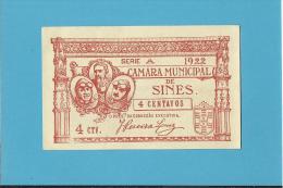 SINES - ESCASSA - CÉDULA De 4 CENTAVOS - 1922 - PORTUGAL - EMERGENCY PAPER MONEY - NOTGELD - Portogallo