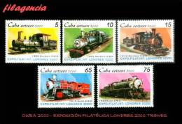 AMERICA. CUBA MINT. 2000 EXPOSICIÓN FILATÉLICA LONDRES 2000. LOCOMOTORAS ANTIGUAS - Ungebraucht