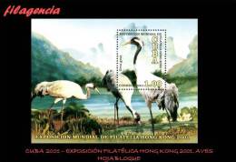 AMERICA. CUBA MINT. 2001 EXPOSICIÓN FILATÉLICA HONG KONG 2001. FAUNA. AVES ASIÁTICAS. HOJA BLOQUE - Nuevos