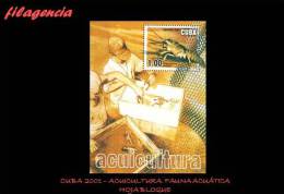 AMERICA. CUBA MINT. 2001 ACUICULTURA. FAUNA ACUÁTICA. HOJA BLOQUE - Nuevos