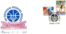 Greece- Greek Commemorative Cover W/ "25th European Basketball Championship" [Piraeus 3.6.1987] Postmark - Maschinenstempel (Werbestempel)