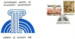 Greece- Greek Commemorative Cover W/ "Olympic Meeting Of Classical Athletics '87" [Athens 20.6.1987] Postmark - Flammes & Oblitérations