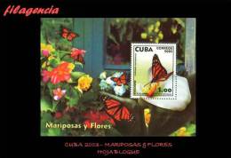 AMERICA. CUBA MINT. 2003 MARIPOSAS & FLORES. HOJA BLOQUE - Nuevos