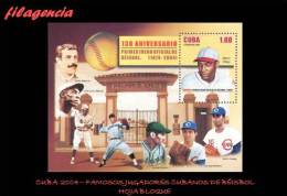 AMERICA. CUBA MINT. 2004 130 AÑOS DEL PRIMER JUEGO OFICIAL DE BÉISBOL. JUGADORES CUBANOS DE BÉISBOL. HOJA BLOQUE - Unused Stamps
