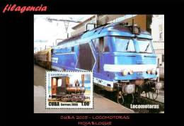 AMERICA. CUBA MINT. 2005 HISTORIA DEL FERROCARRIL. LOCOMOTORAS. HOJA BLOQUE - Nuevos