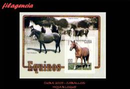 AMERICA. CUBA MINT. 2005 FAUNA. CABALLOS DE RAZA. HOJA BLOQUE - Neufs