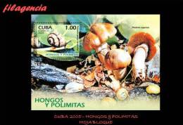 AMERICA. CUBA MINT. 2005 FLORA & FAUNA. HONGOS & POLIMITAS. HOJA BLOQUE - Nuevos