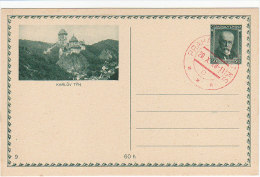 1928 Czechoslovakia Stationery, Postcard, Card, Letter, Cover. Karluv Tyn.  (A05234) - Cartes Postales