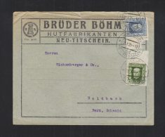 Czechoslovakia Cover 1925 Neu-Titschen To Switzerland - Briefe U. Dokumente