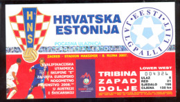Football CROATIA  Vs ESTONIA  Ticket  LOWER WEST TRIBUNE 08.09.2007. UEFA EURO 2008. QUAL - Tickets & Toegangskaarten