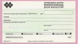 Cheques / Check / ček - Beli Manastir, Serbian Krajina , Croatia - Not Used, Mint ! - Chèques & Chèques De Voyage
