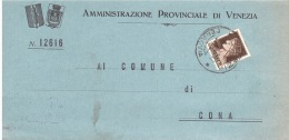 1932 CENT.10 SU BUSTA AMMINISTRAZIONE PROVINCIALE DI VENEZIA - Storia Postale