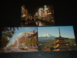 LOT DE 3 CARTES - JAPON 2 OSAKA LA NUIT LE JOUR 1 MONT FUJI - Osaka