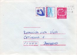 YUGOSLAVIA 1991 4.00d Envelope With Additional Stamp And Serbia Cancer Week Tax Stamp.   Michel U98 + SG S3 - Beneficenza