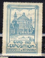 TIMBRE VIGNETTE GAND 1913 # EXPOSITION UNIVERSELLE ET INTERNATIONALE # ENTREE PRINCIPALE - Erinnophilie - Reklamemarken [E]