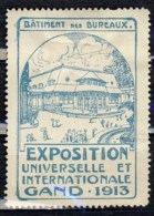 TIMBRE VIGNETTE GAND 1913 # EXPOSITION UNIVERSELLE ET INTERNATIONALE # BATIMENT DES BUREAUX - Erinnofilie [E]