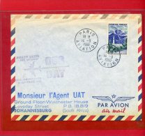PREMIERE LIAISON AERIENNE PARIS JOHANNESBURG AFRIQUE DU SUD 1960 PAR JETLINER DC8 UAT - First Flight Covers