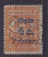 FISCAL PENNSYLVANIE PENNSYLVANIA - US REVENUE -  STOCK TRANSFER - OVERPRINT STATE PRINTER - PERFORE PERFIN - Perfin