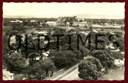 BRAZZAVILLE - LA CATHEDRALE SAINTE-ANNE ET LE STADE EBOUE - 1950 REAL PHOTO PC - Brazzaville