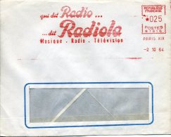 Paris XIX  Machine N 1816 Musique Radio Télévision Qui Dit Radio Dit Radiola Superbe 2/10/1964 Superbe - EMA ( Maquina De Huellas A Franquear)