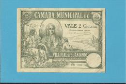 VILA REAL De SANTO ANTONIO - CÉDULA De 2 CENTAVOS - 02.05.1922 - PORTUGAL - EMERGENCY PAPER MONEY - NOTGELD - Portugal