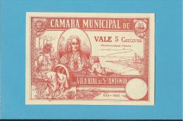 VILA REAL De SANTO ANTONIO - CÉDULA De 5 CENTAVOS - 02.05.1922 - PORTUGAL - EMERGENCY PAPER MONEY - NOTGELD - Portugal