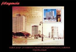 AMERICA. CUBA MINT. 2007 SIETE MARAVILLAS DE LA INGENIERÍA CIVIL CUBANA. HOJA BLOQUE - Ungebraucht