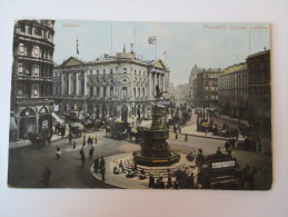 AK / Fotokarte (?) 1908 Piccadilly Cirus, London Pferdekutschen Echt Gelaufen! - Piccadilly Circus