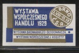 CZECHOSLOVAKIA 1929 BRNO MODERN COMMERCE MALT BREWERY MODERN WOMAN EXPO POLISH LANGUAGE HM POSTER STAMP CINDERELLA - Neufs