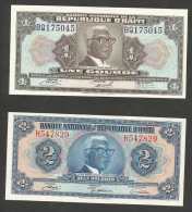 [NC] HAITI - BANQUE NATIONALE De La REPUBLIQUE D' HAITI - 1 & 2 GOURDES / LOT Of 2 BANKNOTES - Haiti