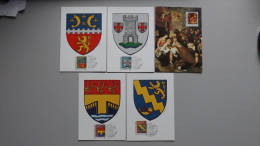 Luxemburg 1041/5 Yt 991/5 Maximumkarte MK/MC, ESST, Caritas: Gemeindewappen (I); Weihnachten - Maximum Cards